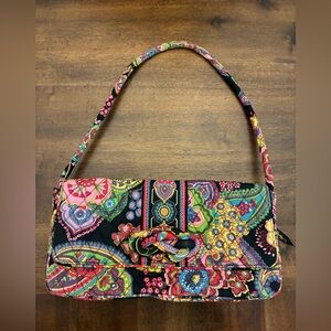 New Vera Bradley Knot Just A Clutch Purse Handbag Symphony in Hue Rainbow Black